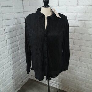 NWT Haver & Blair London Ladies Size Large Black Loose Fit V-neck Blouse